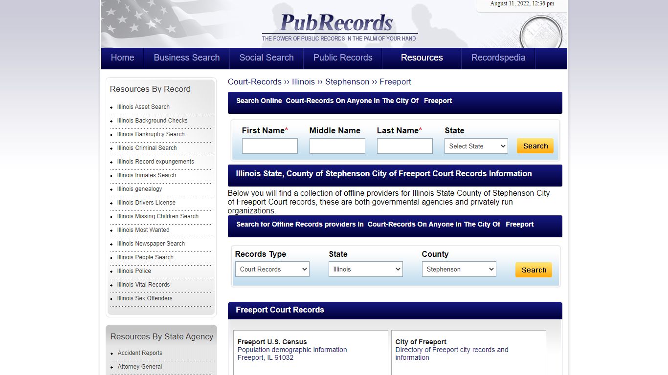 Freeport, Stephenson County, Illinois Court Records